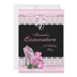 Quinceanera Pretty Pink White Rose High Heel 3