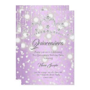 Quinceanera Pretty Purple Silver Diamond Tiara