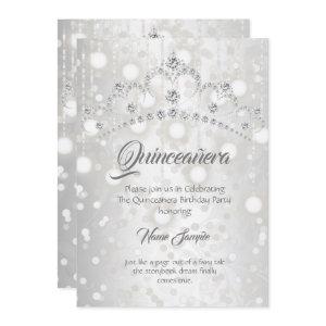 Quinceanera Pretty Silver White Diamond Tiara