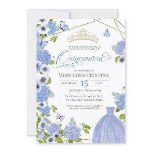 Quinceañera Princess Blue Garden butterfly Tiara