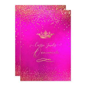 Quinceanera Princess Crown Faux Gold Confetti Pink