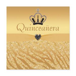 Quinceanera Princess Crown, Heart & Zebra Glitter