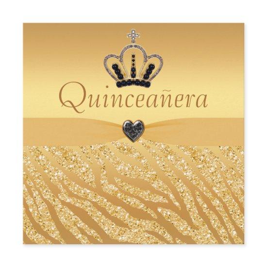 Quinceanera Princess Crown, Heart & Zebra Glitter