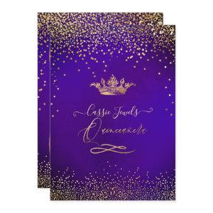 Quinceanera Princess Faux Gold Confetti Violet