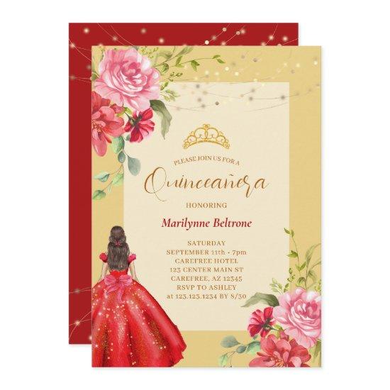 Quinceañera Princess Floral Red Yellow
