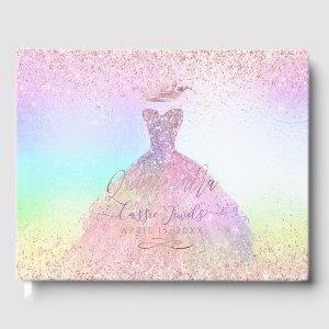 Quinceanera Princess Glitter Gown Cotton Candy Guest Book