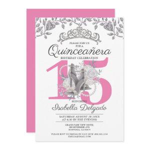 Quinceanera Princess Pink Silver 15th Birthday