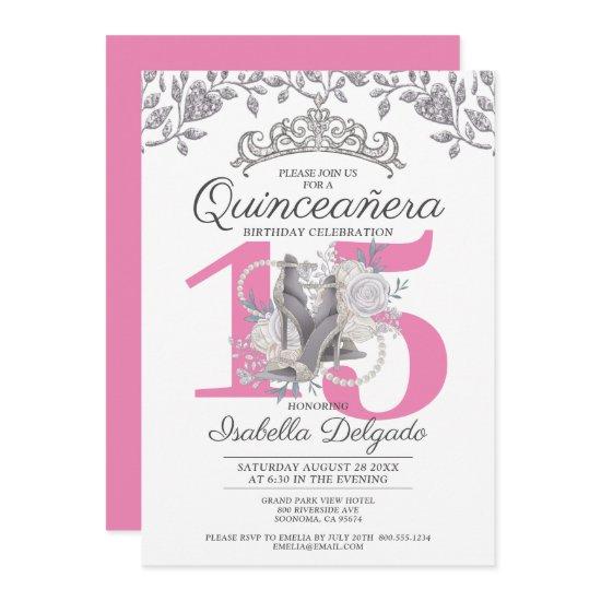 Quinceanera Princess Pink Silver 15th Birthday