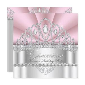 Quinceanera Princess Pink White Diamond Tiara