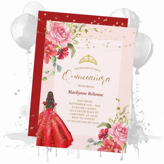 Quinceañera Princess Red Floral