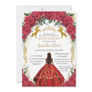 Quinceañera Princess Red Roses Floral Charro Horse