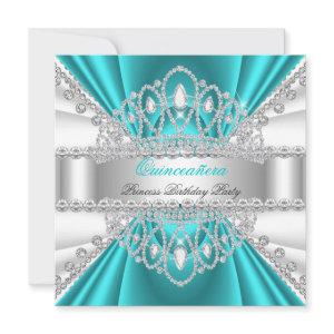 Quinceanera Princess Teal Blue White Diamond Tiara