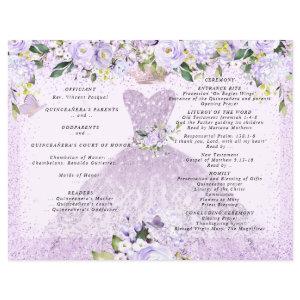 Quinceanera Program Dusty Purple Floral n Gown