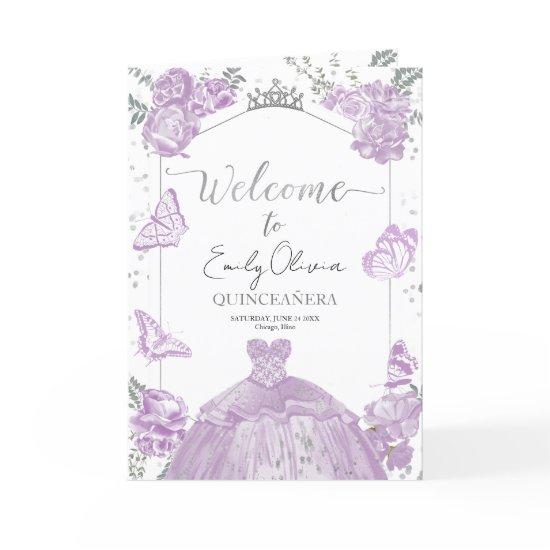 Quinceanera Programs Lavender Dress Floral Silver