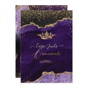 Quinceanera, Purple Agate Faux Gold Confetti