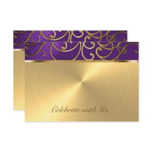Quinceanera Purple and Gold Filigree Swirls