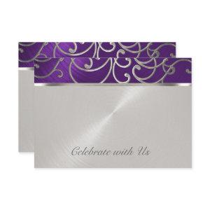 Quinceanera Purple and Silver Filigree Swirls