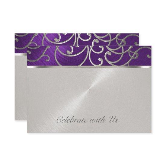 Quinceanera Purple and Silver Filigree Swirls