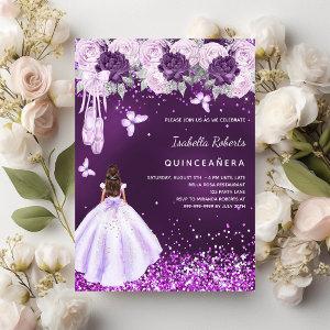 Quinceanera purple ballerina dress florals