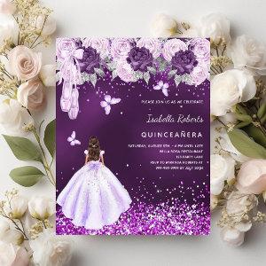 Quinceanera purple ballerina dress rose