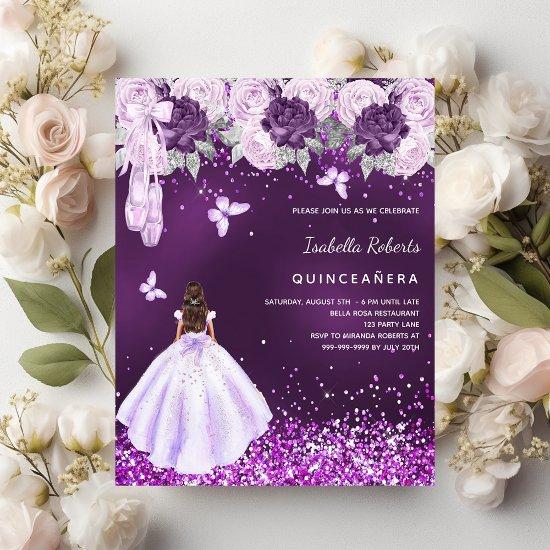 Quinceanera purple ballerina dress rose