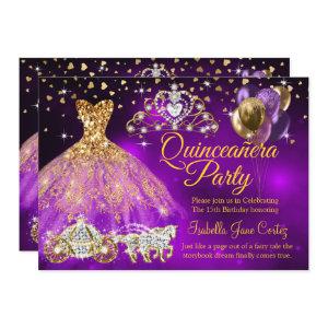 Quinceanera Purple Balloons Dress Tiara Carriage
