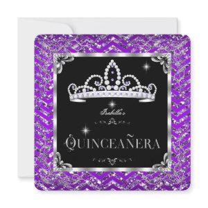 Quinceanera Purple Black Silver Diamond Tiara