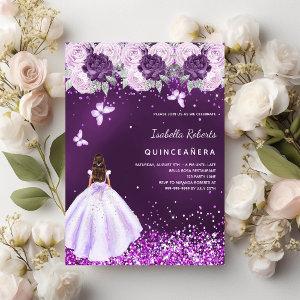 Quinceanera purple dress pink florals