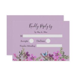 Quinceanera Purple Floral Butterfly RSVP Reply