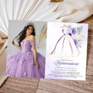 Quinceañera Purple Floral Dress 15th Birthday