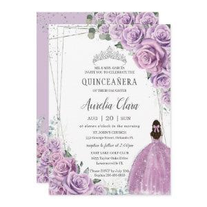 Quinceañera Purple Floral Princess Silver Birthday