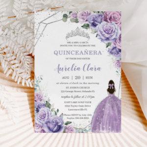 Quinceañera Purple Floral Princess Silver Birthday