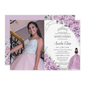 Quinceañera Purple Floral Princess Silver Birthday