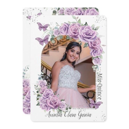 Quinceañera Purple Floral Roses Butterflies Photo