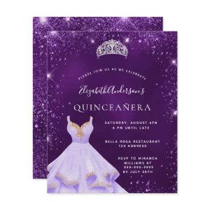 Quinceanera purple glitter dress tiara