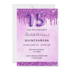 Quinceanera purple glitter pink elegant