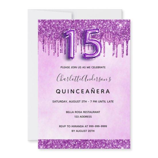 Quinceanera purple glitter pink elegant