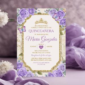 Quinceañera Purple & Gold Crown Mexican Butterfly
