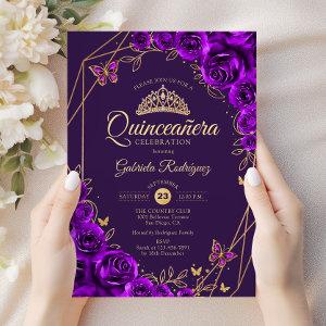 Quinceanera Purple Gold Floral