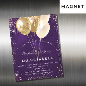 Quinceanera purple gold glitter balloons luxury magnetic