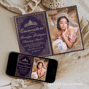 Quinceanera Purple gold Ornate Princess Tiara