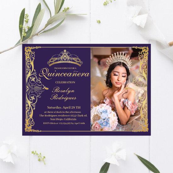 Quinceanera Purple Gold Quinceanera with photo
