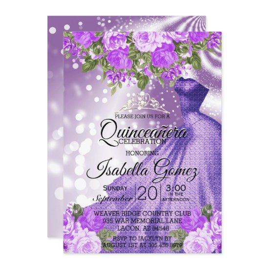 Quinceañera Purple Gown and Flowers