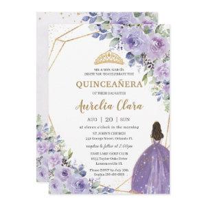 Quinceañera Purple Lavender Floral Gold Princess I