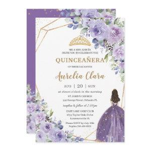 Quinceañera Purple Lavender Floral Gold Princess