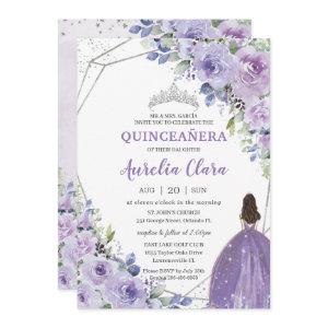 Quinceañera Purple Lavender Floral Silver Princess