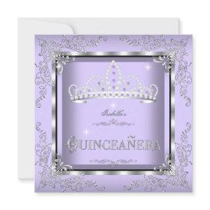 Quinceanera Purple Lavender Silver Diamond Tiara 4