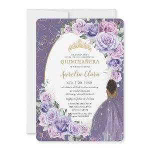 Quinceañera Purple Lilac Floral Brown Princess
