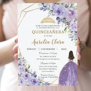 Quinceañera Purple Lilac Floral Princess Spanish
