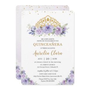 Quinceañera Purple Lilac Floral Princess Tiara